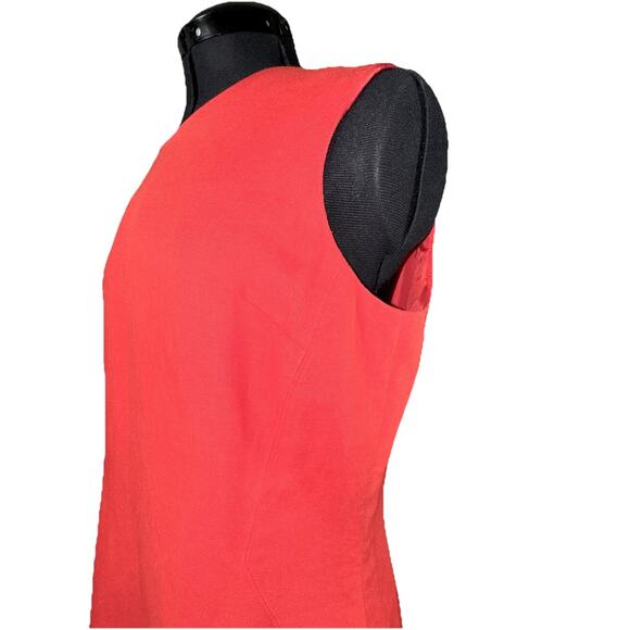 Talbots Women's Size 14 Tomato Red Irish Linen Sleeveless Shift Dress Lined Work - Picture 2 of 6